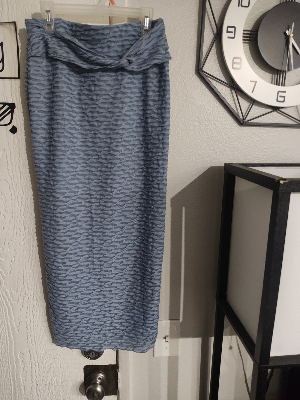 SHEIN Light Blue Textured Maxi Skirt